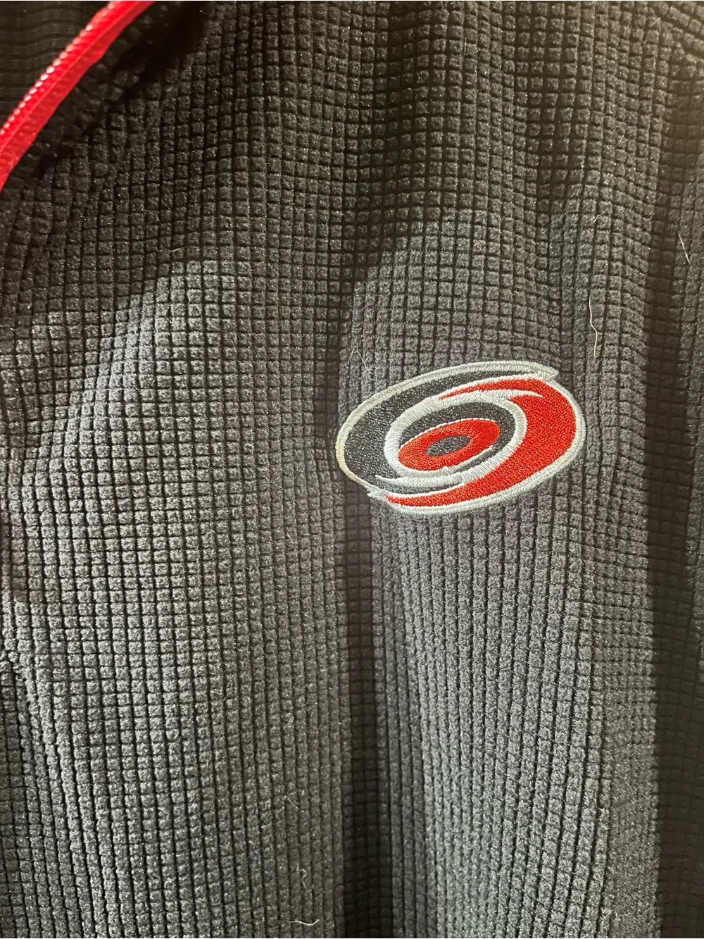 Carolina Hurricanes NHL Quarter-Zip Pullover Jacket Men XL Black Waffle Knit